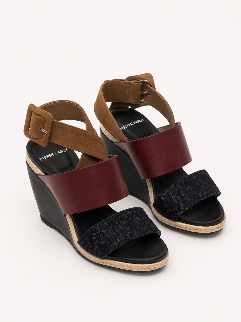 Pierre Hardy Women's Multi-Color Leather & Fabric Wedges As Is